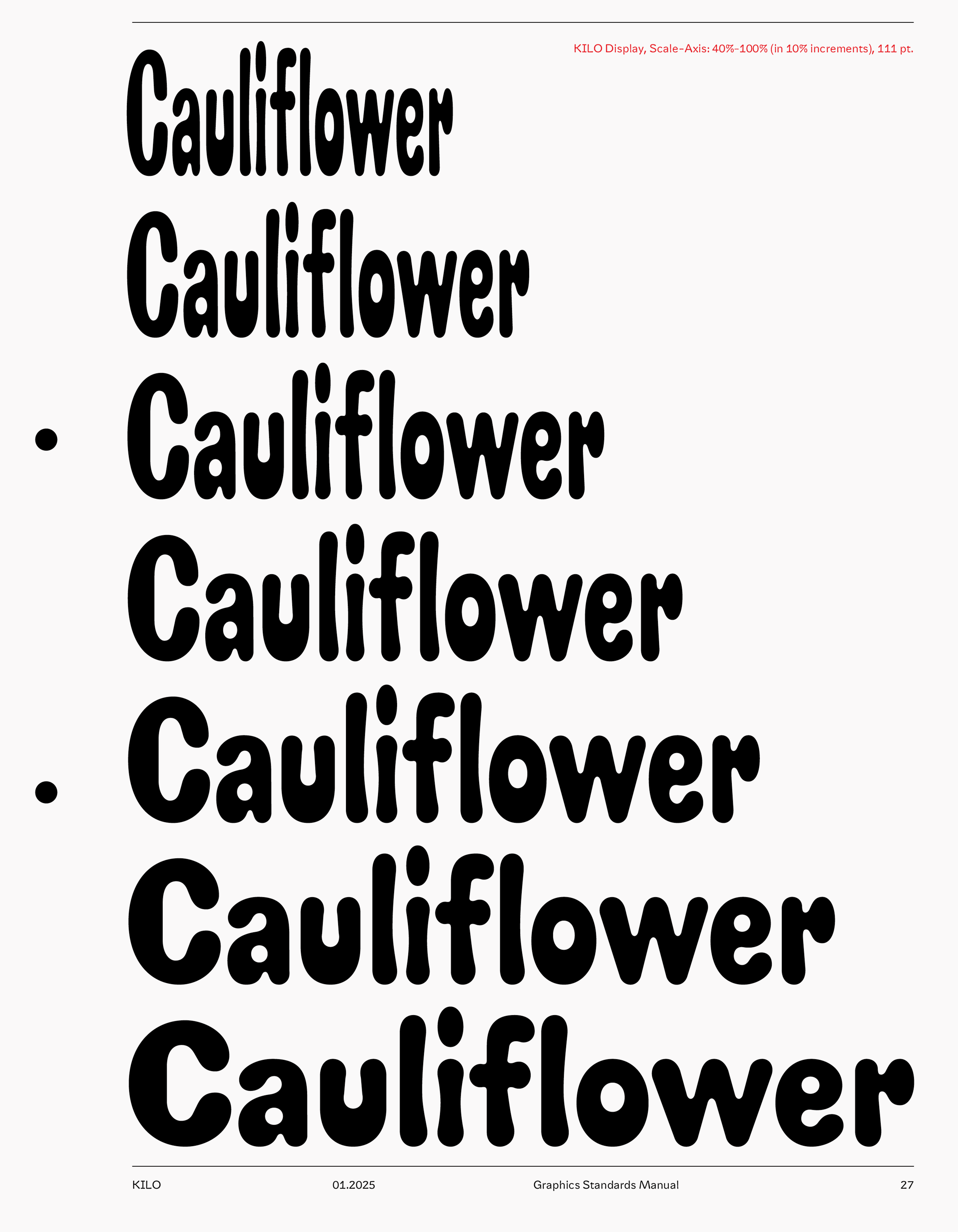 Kilo Display specimen A6